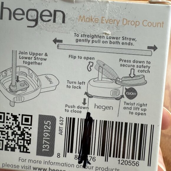 Hegen Grey Straw Spout BPA Free Baby Cup Attachment Leak Proof New in Box - Picture 5 of 5